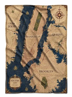 Vintage NYC Map Fleece Blanket, Cartographic City Throw, New York Gift | Trinmama