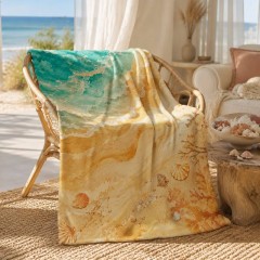 Coastal Landscape Fleece Blanket, Aerial Beach Art Throw, Beach Home Decor Gift | Trinmama image 2