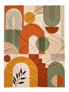 Abstract Geometric Fleece Blanket, Mid-Century Modern Art Throw, Home Decor Gift | Trinmama