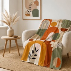 Abstract Geometric Fleece Blanket, Mid-Century Modern Art Throw, Home Decor Gift | Trinmama image 2