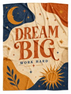Dream Big Inspirational Fleece Blanket, Motivational Typographic Throw, Home Decor Gift | Trinmama