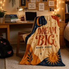 Dream Big Inspirational Fleece Blanket, Motivational Typographic Throw, Home Decor Gift | Trinmama image 2