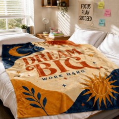 Dream Big Inspirational Fleece Blanket, Motivational Typographic Throw, Home Decor Gift | Trinmama image 3