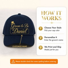 Personalized Groom-to-Be Baseball Cap, Custom Name Gold Print Hat, Bachelor Party Gift | Trinmama image 5