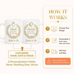 Personalized Wedding Mug Pair, Bride-to-Be & Groom-to-Be Custom Name Ceramic Coffee Cups, Wedding Gift | Trinmama image 4