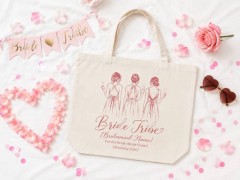 Personalized Bride Tribe Tote Bag, Custom Photo Bridesmaid Canvas, Wedding Gift | Trinmama image 4