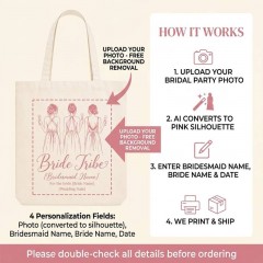 Personalized Bride Tribe Tote Bag, Custom Photo Bridesmaid Canvas, Wedding Gift | Trinmama image 6