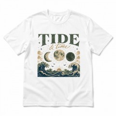 Tide & Time T-Shirt, Vintage Celestial Moon Phases, Mystical Coastal Gift | Trinmama