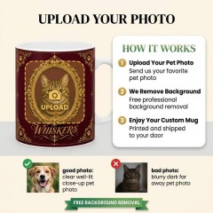 Personalized Pet Photo Mug, Vintage Royal Custom Name Ceramic Coffee Cup, Pet Memorial Gift | Trinmama image 4