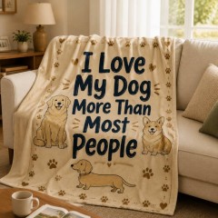 I Love My Dog More Than Most People Funny Fleece Blanket image 2