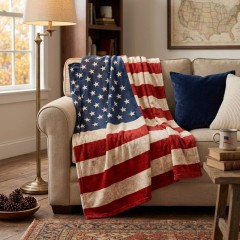 Patriotic American Flag Fleece Blanket, Custom Personalized Throw, 4th of July Gift | Trinmama image 2