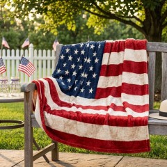 Patriotic American Flag Fleece Blanket, Custom Personalized Throw, 4th of July Gift | Trinmama image 3