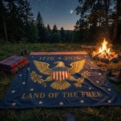 1776-2026 250th Anniversary Fleece Blanket, Patriotic Eagle Design, USA 250 Gift | Trinmama image 3
