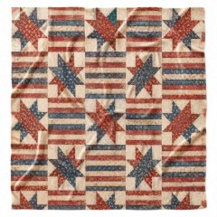 Vintage Star Quilt Fleece Blanket, Americana Patchwork Throw, Farmhouse Home Decor Gift | Trinmama image 1