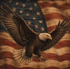 Rustic Bald Eagle Fleece Throw Blanket, Vintage Patriotic Design, 4th of July Gift | Trinmama image 4