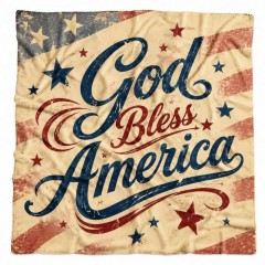 God Bless America Fleece Throw Blanket, Vintage Patriotic Script, 4th of July Gift | Trinmama