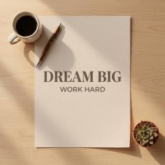 Dream Big Work Hard Motivational Poster - Minimalist Wall Art Print for Dorm Room, Bedroom, Office Decor (Unframed) image 3