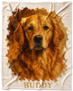 Custom Vintage Oil Painting Pet Fleece Blanket, Personalized Photo Throw with Name, Pet Lover Gift | Trinmama