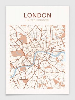 Minimalist City Map Abstract Poster - Geometric Wall Art Print for Dorm, Apartment, Office Decor (Unframed)