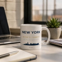 New York City Coordinate Mug, Minimalist NYC Ceramic Coffee Cup, Urban Travel Gift | Trinmama image 3