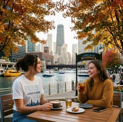 Chicago Windy City Coordinates Map T-Shirt image 3