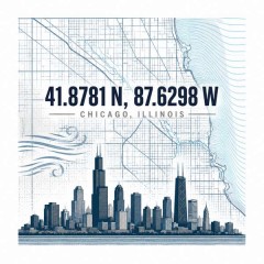 Chicago Windy City Coordinates Map T-Shirt image 4