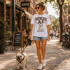 FRENCHIE AF T-Shirt, French Bulldog Lover, Vintage Frenchie Mom Gift | Trinmama image 2