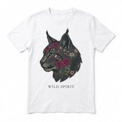 WILD SPIRIT T-Shirt, Floral Lynx Mascot, Boho Spirit Gear | Trinmama