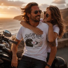 She's My Ride Motorcycle Couple Biker T-Shirt image 2