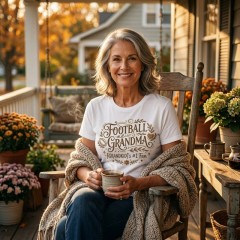 FOOTBALL GRANDMA T-Shirt, Custom Grandkid Name, Boho Grandma Gift | Trinmama image 3