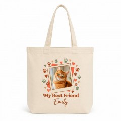 Personalized Cat Mom Tote Bag, Custom Pet Lover Canvas, Photo Frame Gift | Trinmama