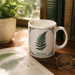 Filix Elegans Vintage Botanical Fern Mug, Dark Academia Ceramic Coffee Cup, Nature Lover Gift | Trinmama image 2