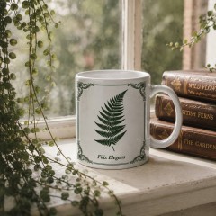Filix Elegans Vintage Botanical Fern Mug, Dark Academia Ceramic Coffee Cup, Nature Lover Gift | Trinmama image 3