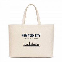 NYC City Coordinates Canvas Tote Bag, Manhattan Skyline Shopper, Travel Gift | Trinmama image 2