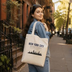 NYC City Coordinates Canvas Tote Bag, Manhattan Skyline Shopper, Travel Gift | Trinmama image 3