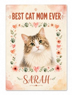 Best Cat Mom Ever Watercolor Pet Blanket — Custom Cat Portrait Fleece Throw | Trinmama