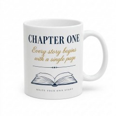Chapter One Literary Quote Mug, Write Your Own Story Ceramic Coffee Cup, Vintage Book Lover Gift | Trinmama