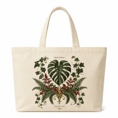 Dark Botanical Canvas Tote Bag, Vintage Plant Shopper, Gardener Gift | Trinmama image 2