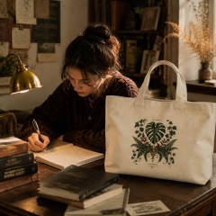 Dark Botanical Canvas Tote Bag, Vintage Plant Shopper, Gardener Gift | Trinmama image 4