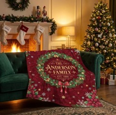 Custom Christmas Family Blanket — Personalized Holiday Name Throw | Trinmama image 2