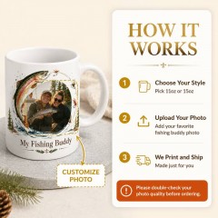 Personalized My Fishing Buddy Photo Mug, Custom Fishing Ceramic Coffee Cup, Angler Gift | Trinmama image 4