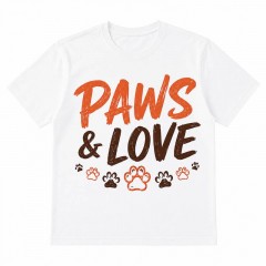 PAWS & LOVE T-Shirt, Hand-Lettered Paw Print, Funny Dog Lover Gift | Trinmama