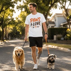 PAWS & LOVE T-Shirt, Hand-Lettered Paw Print, Funny Dog Lover Gift | Trinmama image 3