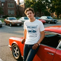 Spec Sheet Vintage Racing Car Blueprint Automotive T-Shirt image 2