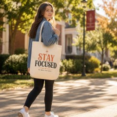 Stay Focused Inspirational Canvas Tote Bag, Motivational Shopper, Encouragement Gift | Trinmama image 3