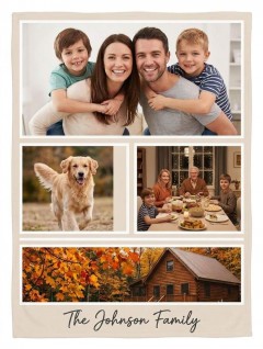 Custom Family Photo Fleece Blanket - Personalized Memory Collage Throw