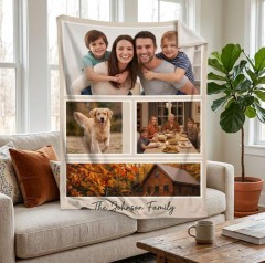 Custom Family Photo Fleece Blanket - Personalized Memory Collage Throw image 2