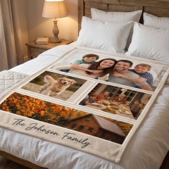 Custom Family Photo Fleece Blanket - Personalized Memory Collage Throw image 3
