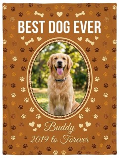 Best Dog Ever Photo Fleece Blanket - Personalized Pet Memorial Throw