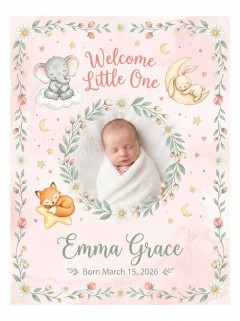 Welcome Baby Photo Fleece Blanket - Personalized Newborn Keepsake Throw image 4